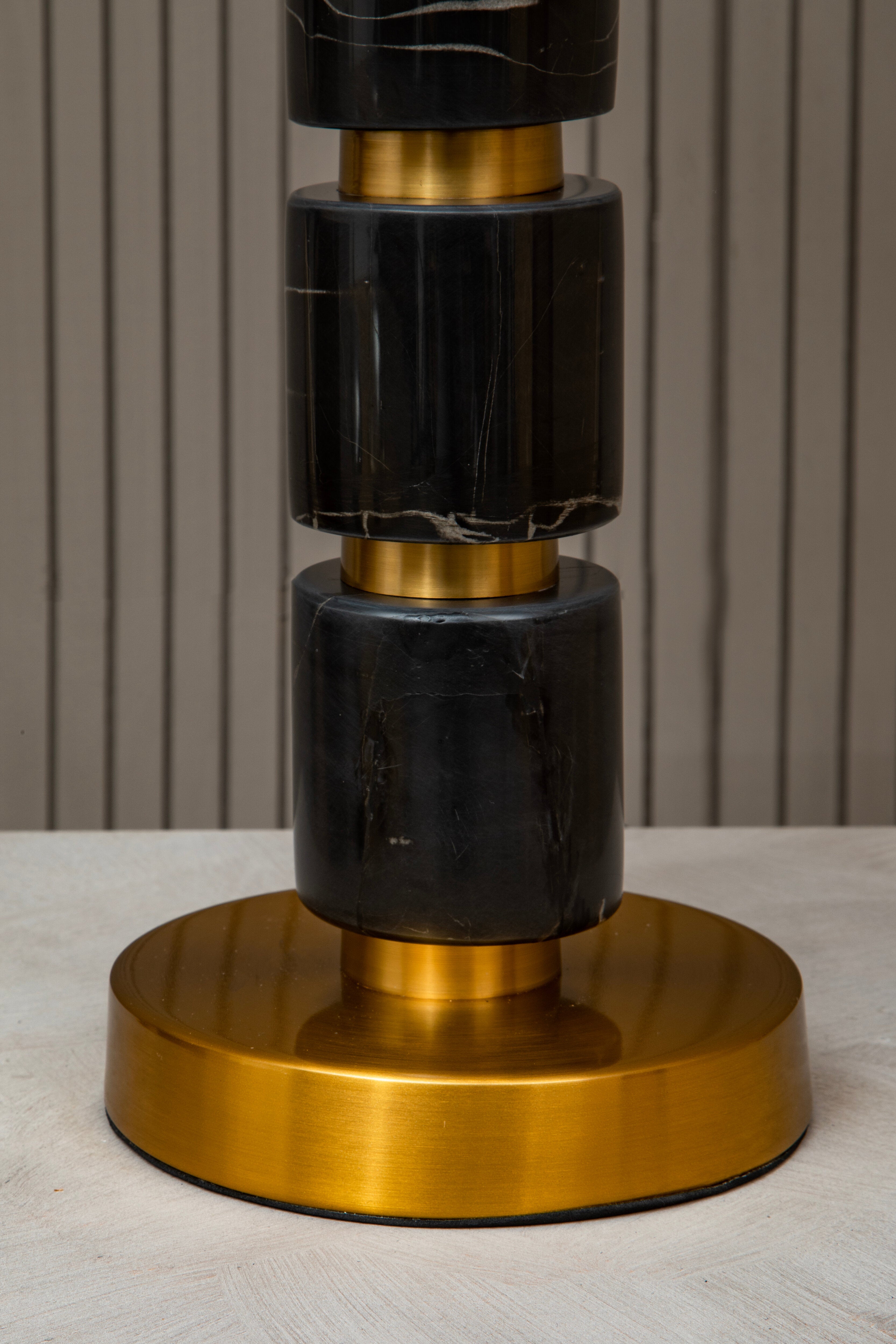 Borello Black Marble & Gold Stacked Table Lamp